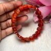 Crystal Treasure Red Carnelian Rectangle Beaded Bracelet 15 MM Stretch Bracelet