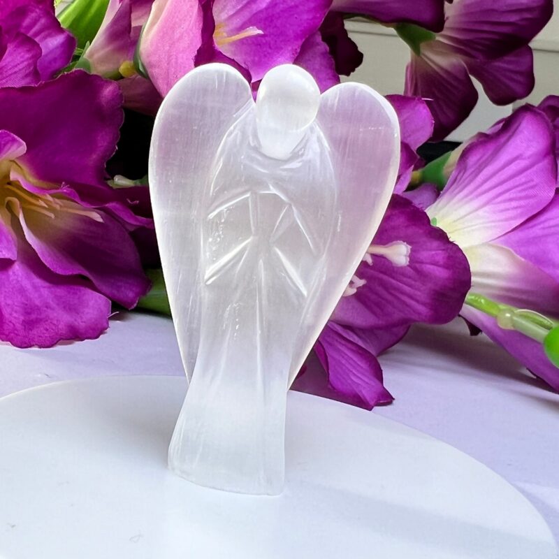 Selenite Stone 2 inch free standing guardian angel crystal Reiki energy blessed hand carved Pocket Angel for angelic connection - Image 4
