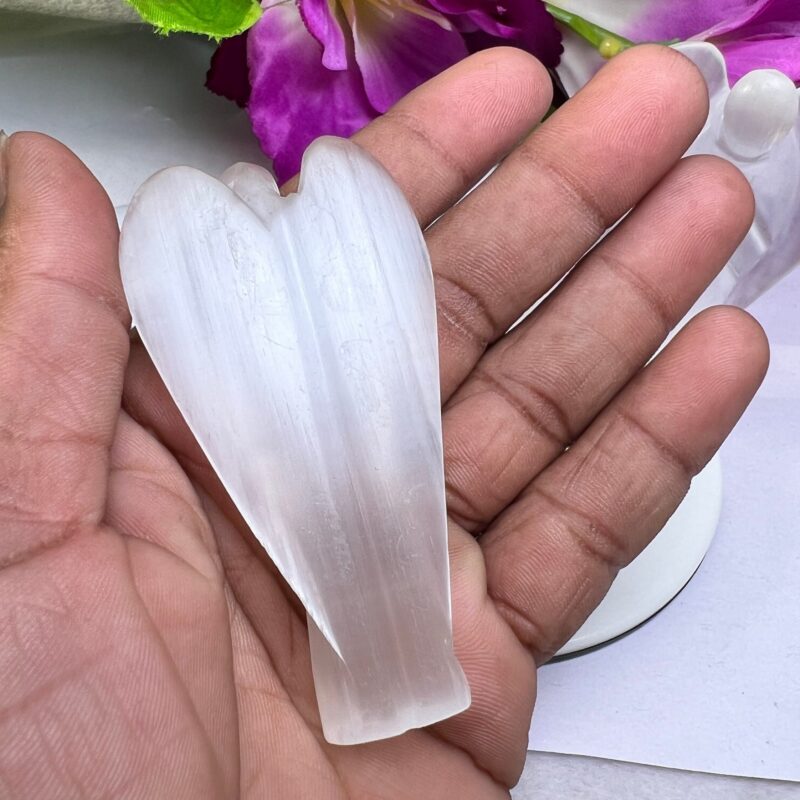 Selenite Stone 2 inch free standing guardian angel crystal Reiki energy blessed hand carved Pocket Angel for angelic connection - Image 5