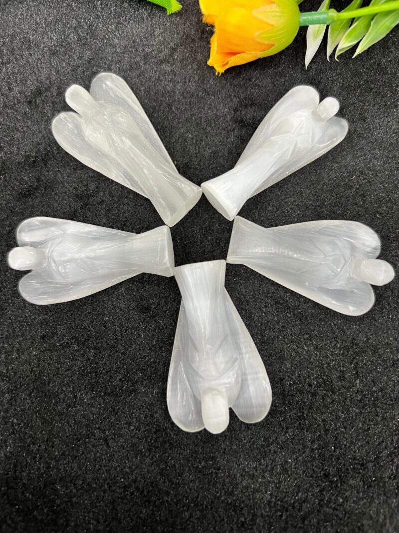 Selenite Stone 2 inch free standing guardian angel crystal Reiki energy blessed hand carved Pocket Angel for angelic connection - Image 8