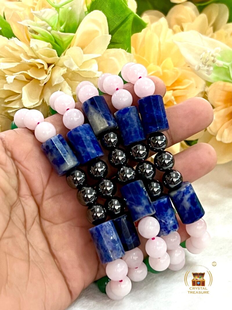 Awaking Love Crystal Stone Green Aventurine , Sodalite , Rose Quartz , Magnetite , Carnelian Stone Bracelet 8 mm - Image 2