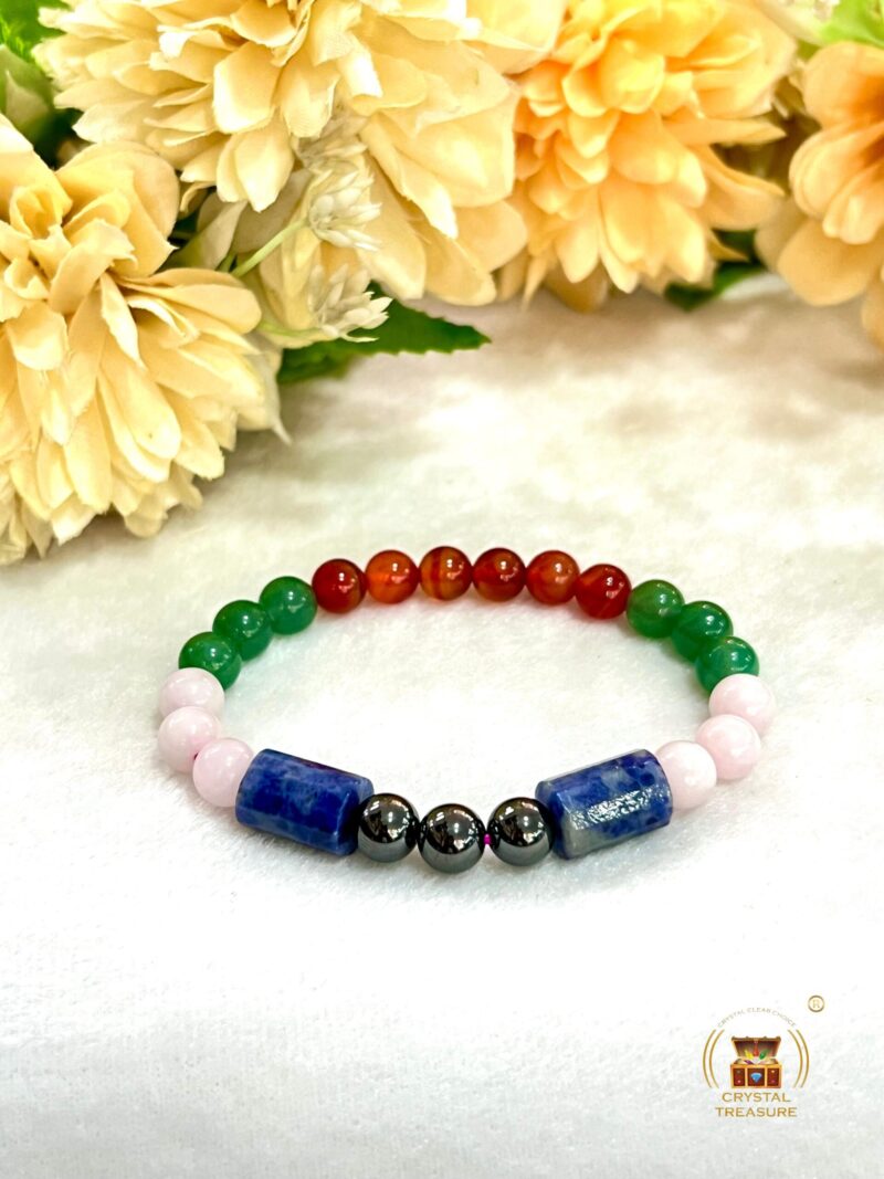 Awaking Love Crystal Stone Green Aventurine , Sodalite , Rose Quartz , Magnetite , Carnelian Stone Bracelet 8 mm - Image 5