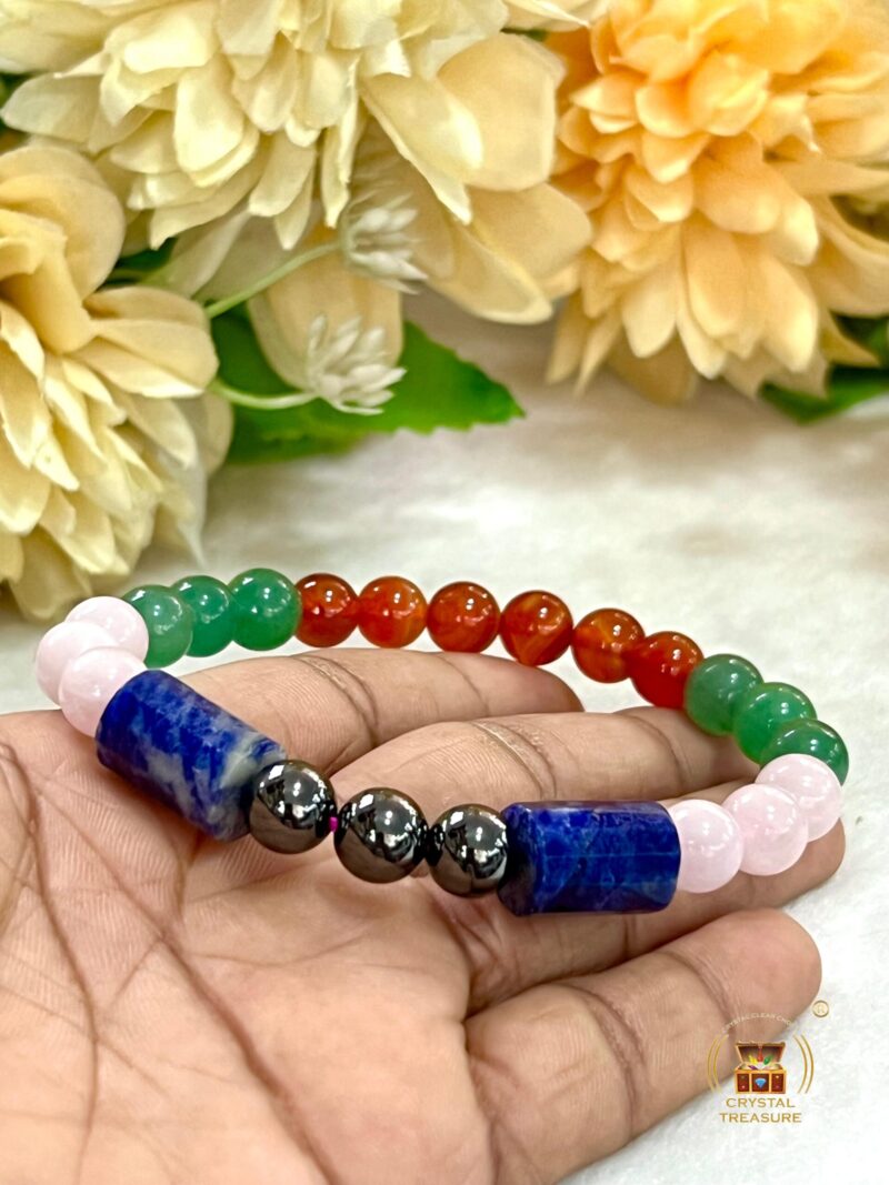 Awaking Love Crystal Stone Green Aventurine , Sodalite , Rose Quartz , Magnetite , Carnelian Stone Bracelet 8 mm - Image 7