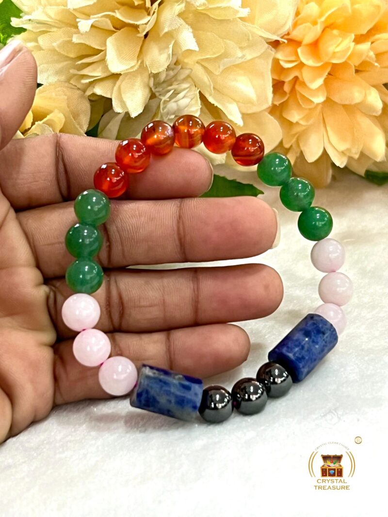 Awaking Love Crystal Stone Green Aventurine , Sodalite , Rose Quartz , Magnetite , Carnelian Stone Bracelet 8 mm - Image 8