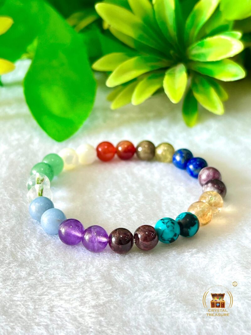 Astrologer Stone Garnet, Amethyst, Angelite , Crystal, Green Aventurine,Mother Of Pearl ,Carnelian , Tsavorite garnet, Lapis lazuli , Pink Tourmaline , Citrine , Howlite Turquoise Bracelet 8mm - Image 7