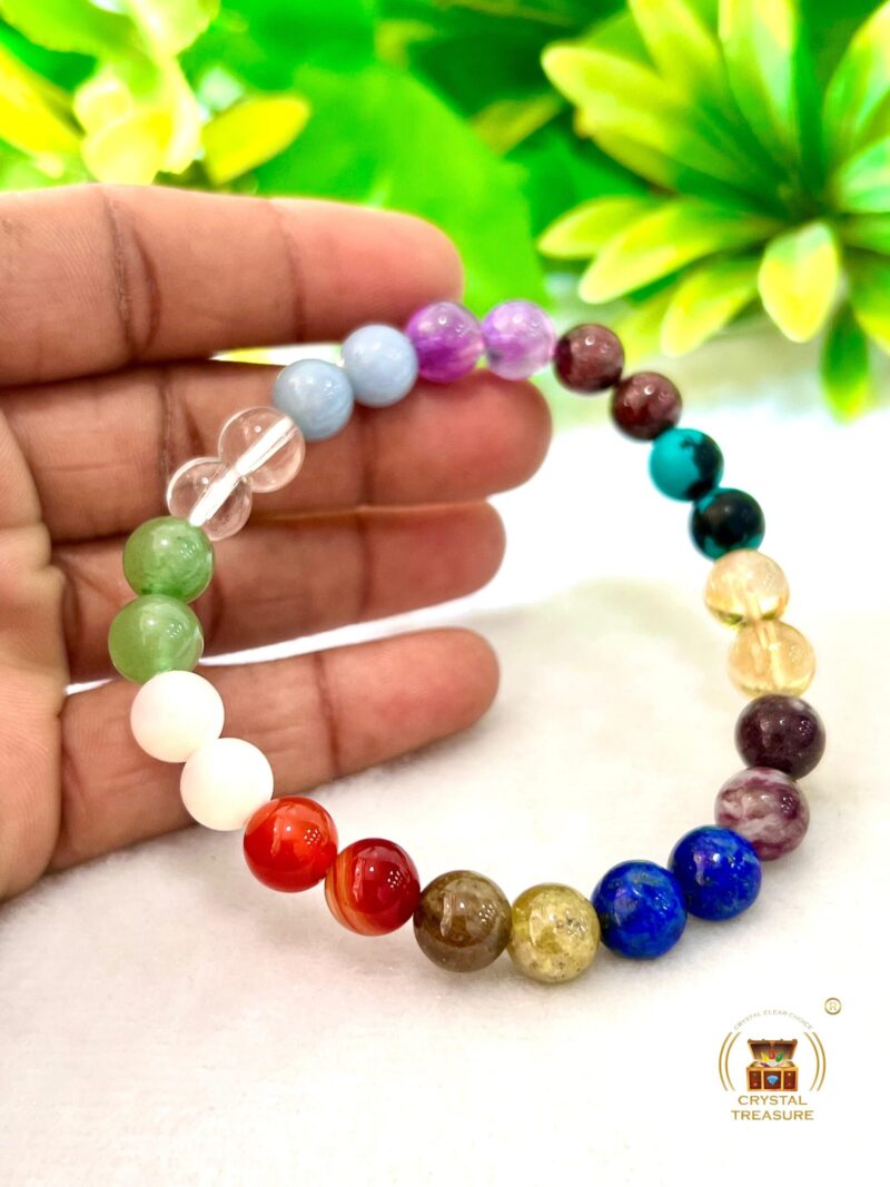 Astrologer Stone Garnet, Amethyst, Angelite , Crystal, Green Aventurine,Mother Of Pearl ,Carnelian , Tsavorite garnet, Lapis lazuli , Pink Tourmaline , Citrine , Howlite Turquoise Bracelet 8mm - Image 3