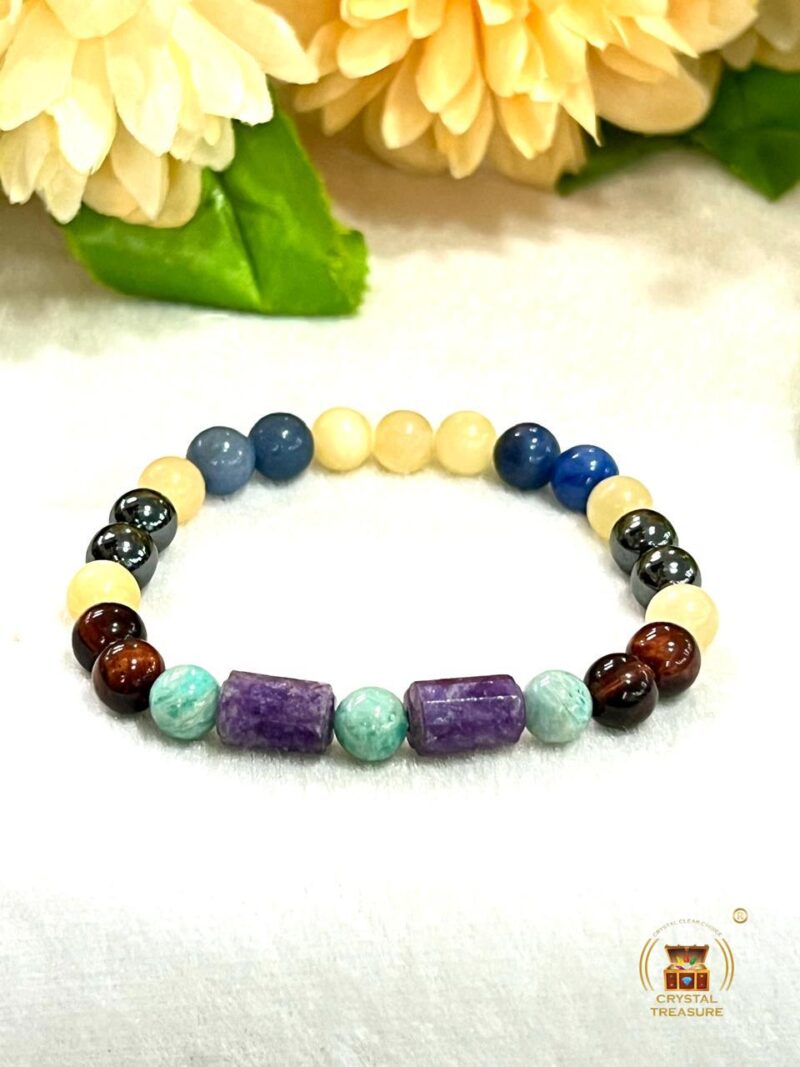 Alcohole De Addiction Stone Bracelet Blue Aventurine , Hematite ,Amazonite , Lepidolite ,Red Tiger's eye , Yellow Calcite Stone Bracelet 8mm