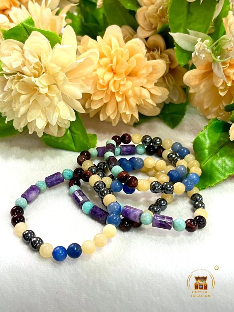 Alcohole De Addiction Stone Bracelet Blue Aventurine , Hematite ,Amazonite , Lepidolite ,Red Tiger's eye , Yellow Calcite Stone Bracelet 8mm - Image 4