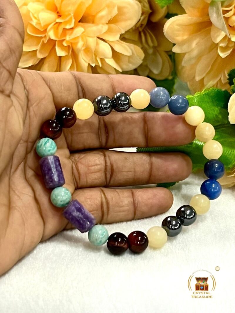 Alcohole De Addiction Stone Bracelet Blue Aventurine , Hematite ,Amazonite , Lepidolite ,Red Tiger's eye , Yellow Calcite Stone Bracelet 8mm - Image 5