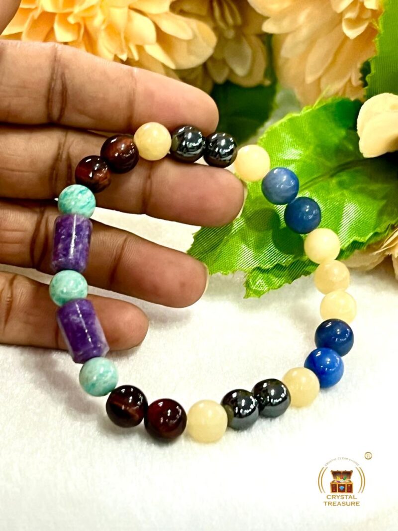 Alcohole De Addiction Stone Bracelet Blue Aventurine , Hematite ,Amazonite , Lepidolite ,Red Tiger's eye , Yellow Calcite Stone Bracelet 8mm - Image 6