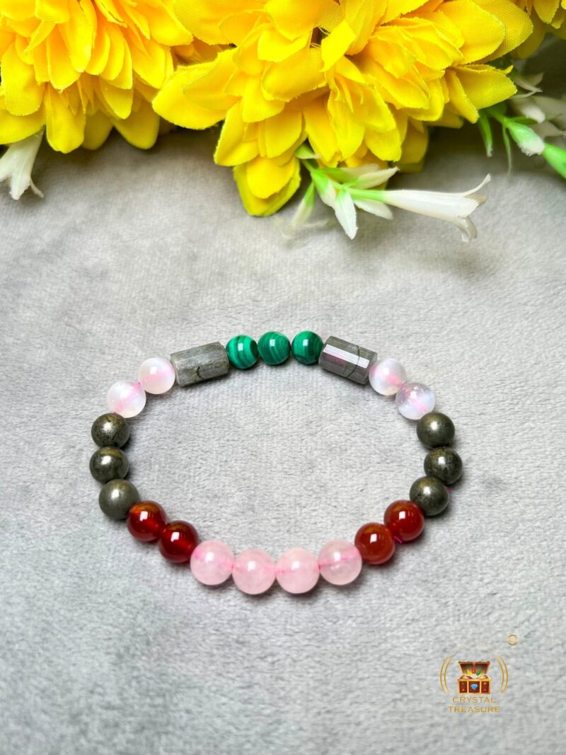 Tarot Card Reader Stone Bracelet Rose Quartz ,Carnelian , Selenite , Malachite , Labradorite ,Pyrite Stone Bracelet 8 mm