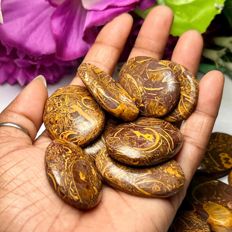Calligraphy Jasper -Elephant Skin Jasper -Miriam Jasper Oval Shape Worry Stone for Crystal Healing And Meditation- Thumb Stone One (1) Piece - Image 2