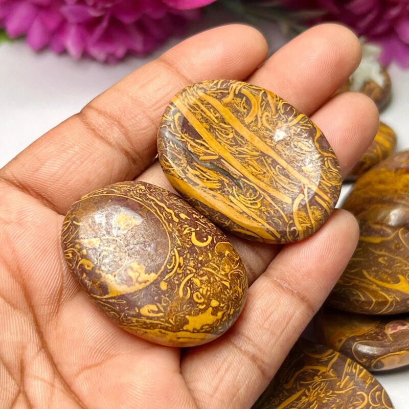 Calligraphy Jasper -Elephant Skin Jasper -Miriam Jasper Oval Shape Worry Stone for Crystal Healing And Meditation- Thumb Stone One (1) Piece - Image 3