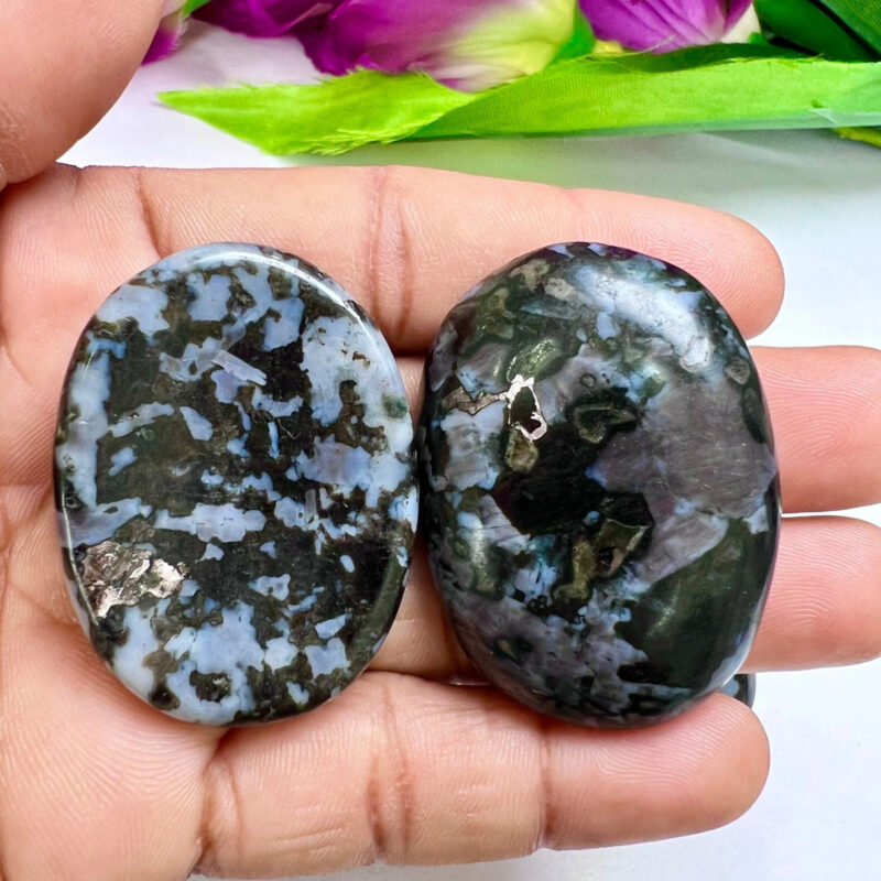 Indigo Gabbro Oval Shape Worry Stone for Crystal Healing And Meditation - Pocket Palm Stone - Thumb Stone One (1) Piece - Image 6