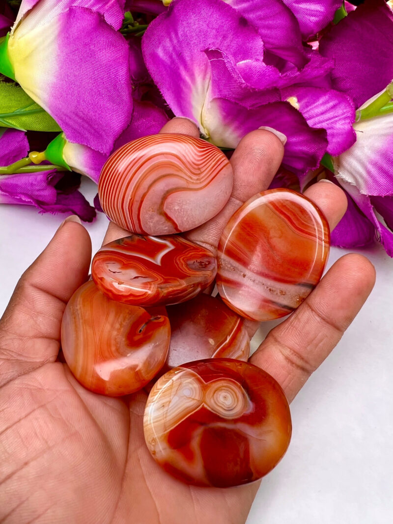 Red Sulemani Hakik Stone Oval Shape Worry Stone for Crystal Healing And Meditation - Pocket Palm Stone - Thumb Stone One (1) Piece - Image 5