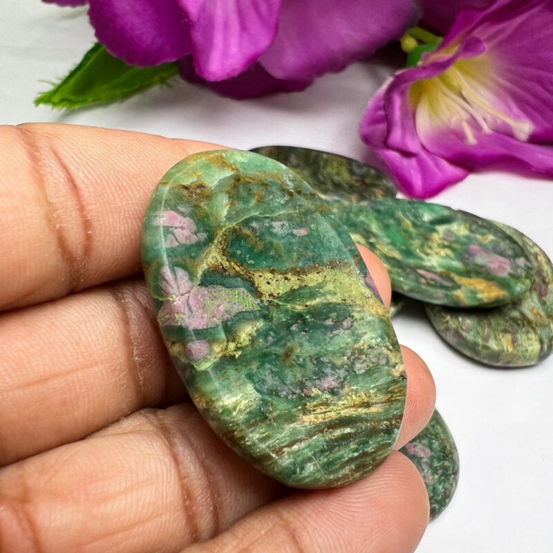 Indian Ruby Zoisite Oval Shape Worry Stone for Crystal Healing And Meditation - Pocket Palm Stone - Thumb Stone One (1) Piece - Image 2