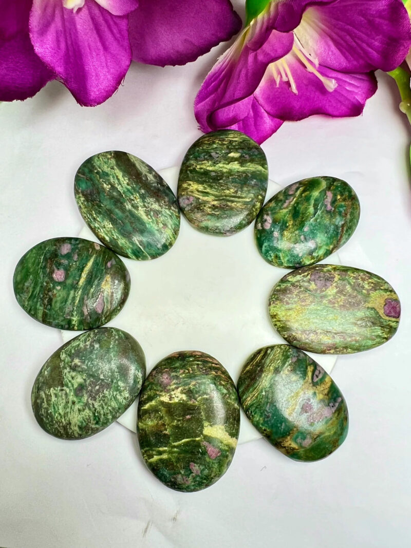 Indian Ruby Zoisite Oval Shape Worry Stone for Crystal Healing And Meditation - Pocket Palm Stone - Thumb Stone One (1) Piece - Image 6