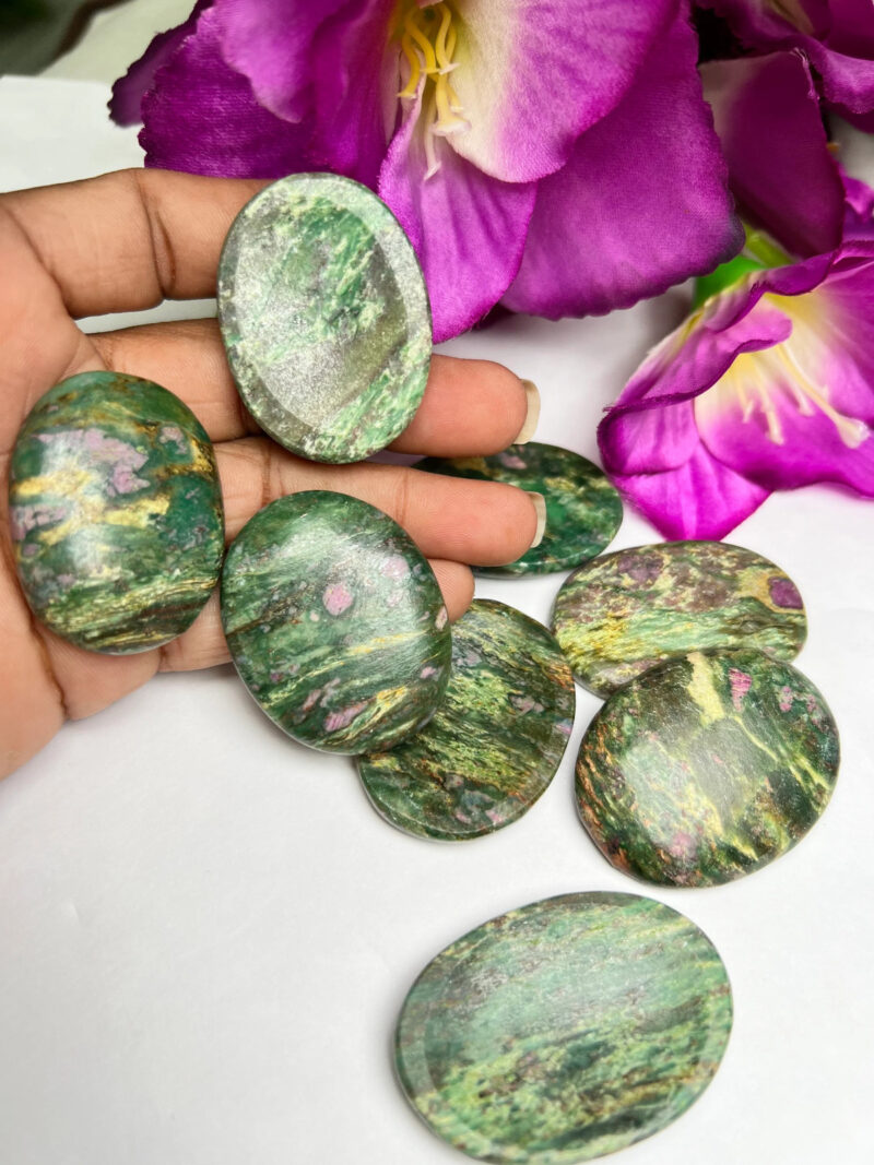 Indian Ruby Zoisite Oval Shape Worry Stone for Crystal Healing And Meditation - Pocket Palm Stone - Thumb Stone One (1) Piece - Image 7