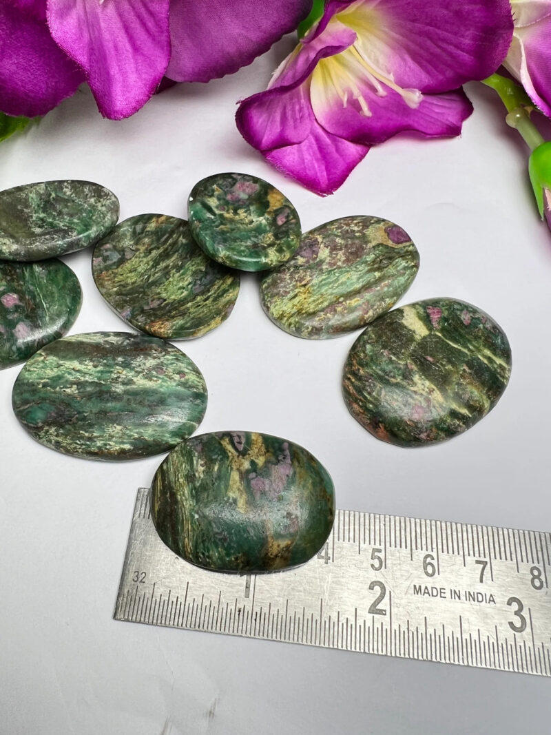 Indian Ruby Zoisite Oval Shape Worry Stone for Crystal Healing And Meditation - Pocket Palm Stone - Thumb Stone One (1) Piece - Image 11