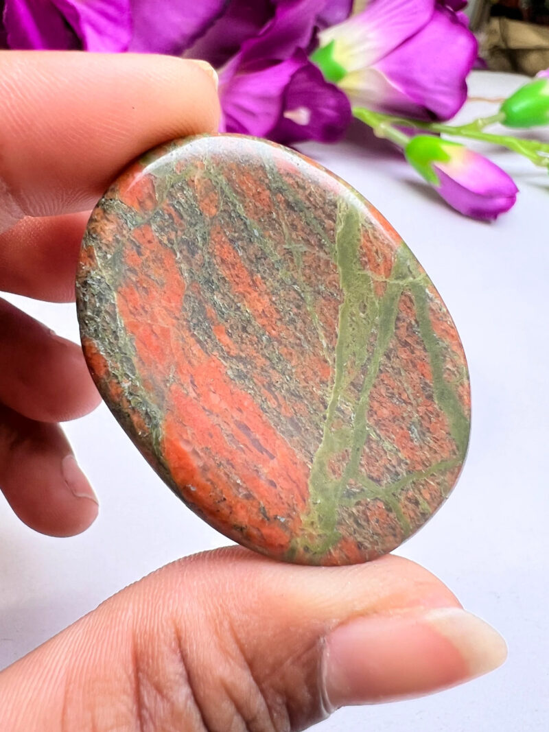 Unakite Jasper Oval Shape Worry Stone for Crystal Healing And Meditation - Pocket Palm Stone - Thumb Stone One (1) Piece