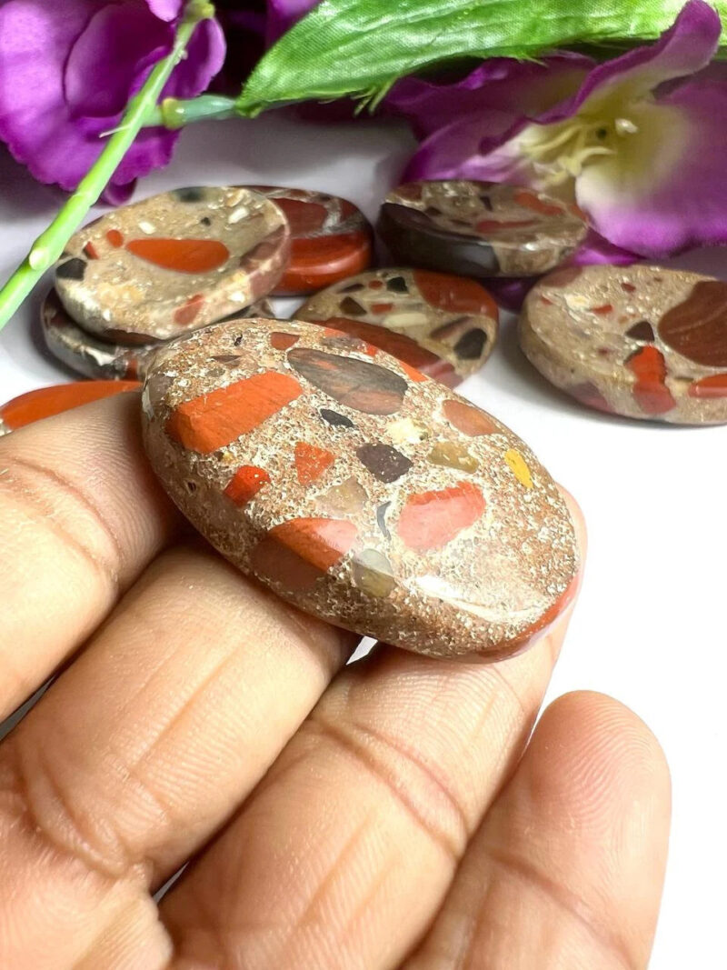 Conglomerate Jasper Gigantic Stone Swaziland Jasper Oval Shape Worry Stone- Pocket Palm Stone - Thumb Stone One (1) Piec - Image 3