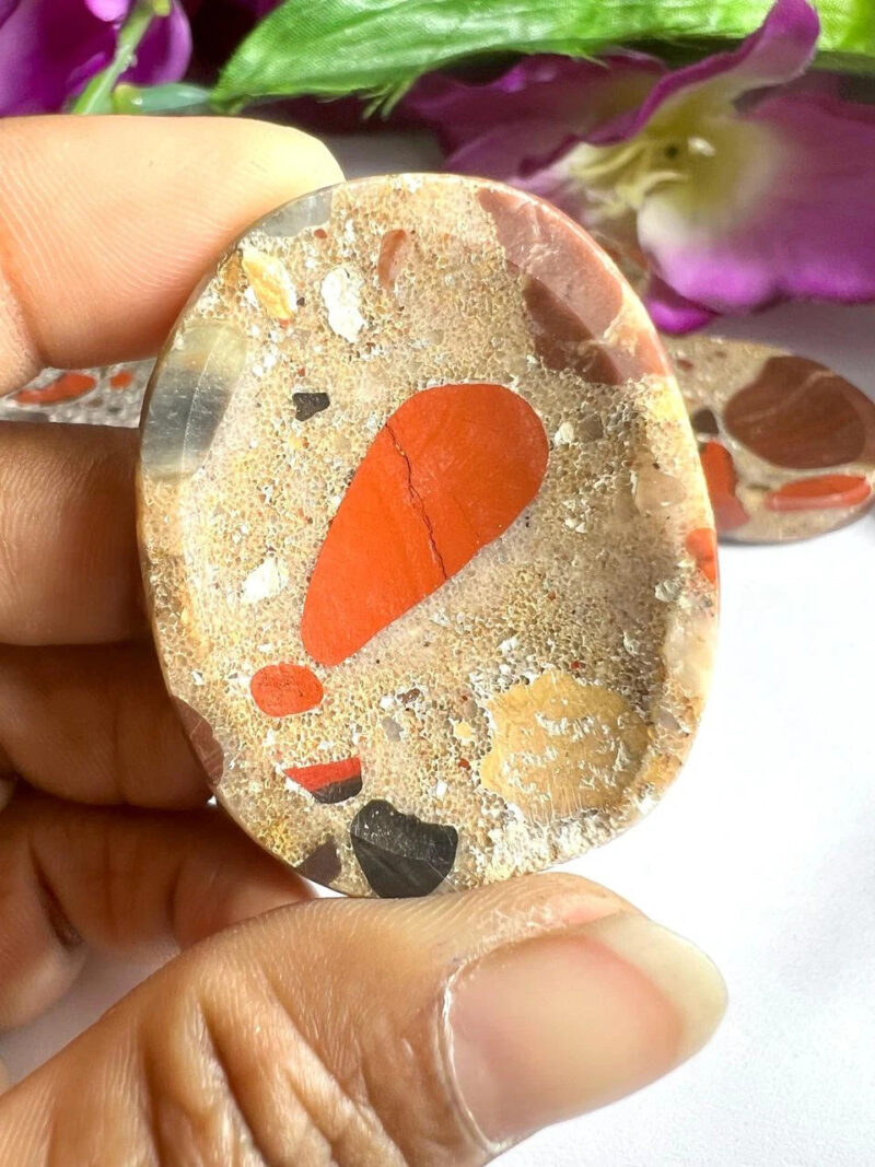 Conglomerate Jasper Gigantic Stone Swaziland Jasper Oval Shape Worry Stone- Pocket Palm Stone - Thumb Stone One (1) Piec
