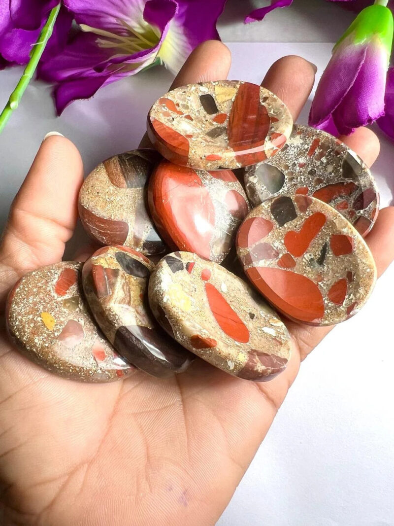 Conglomerate Jasper Gigantic Stone Swaziland Jasper Oval Shape Worry Stone- Pocket Palm Stone - Thumb Stone One (1) Piec - Image 6