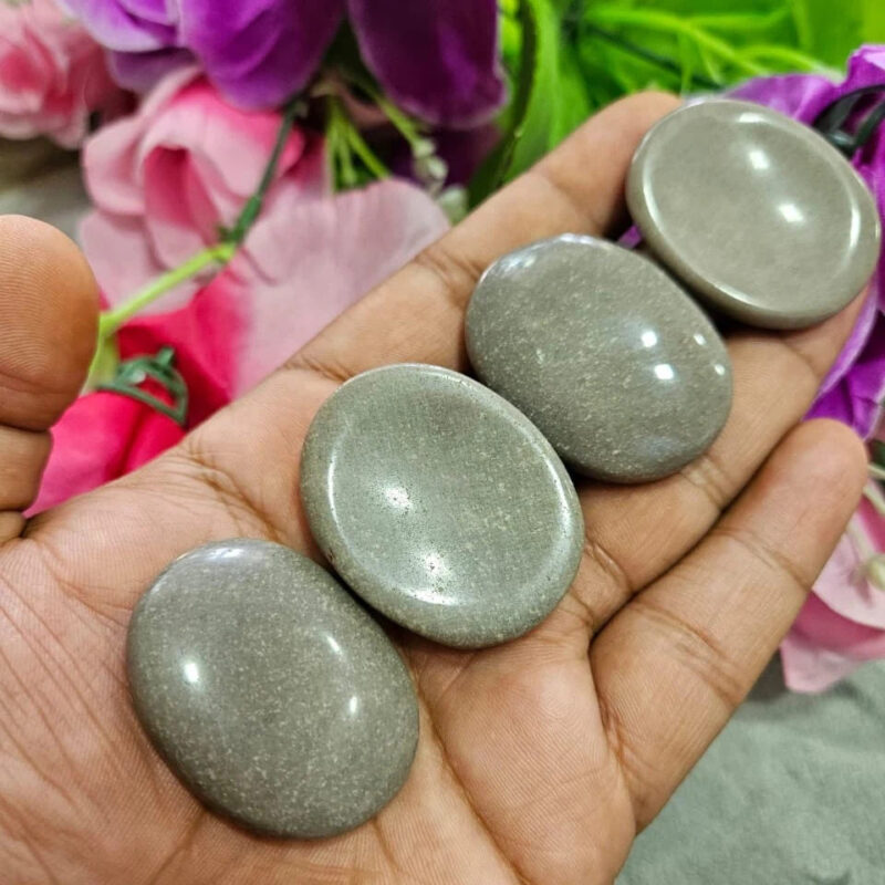 Gray  Stone Oval Shape Worry Stone for Crystal Healing And Meditation - Pocket Palm Stone - Thumb Stone One (1) Piece - Image 2