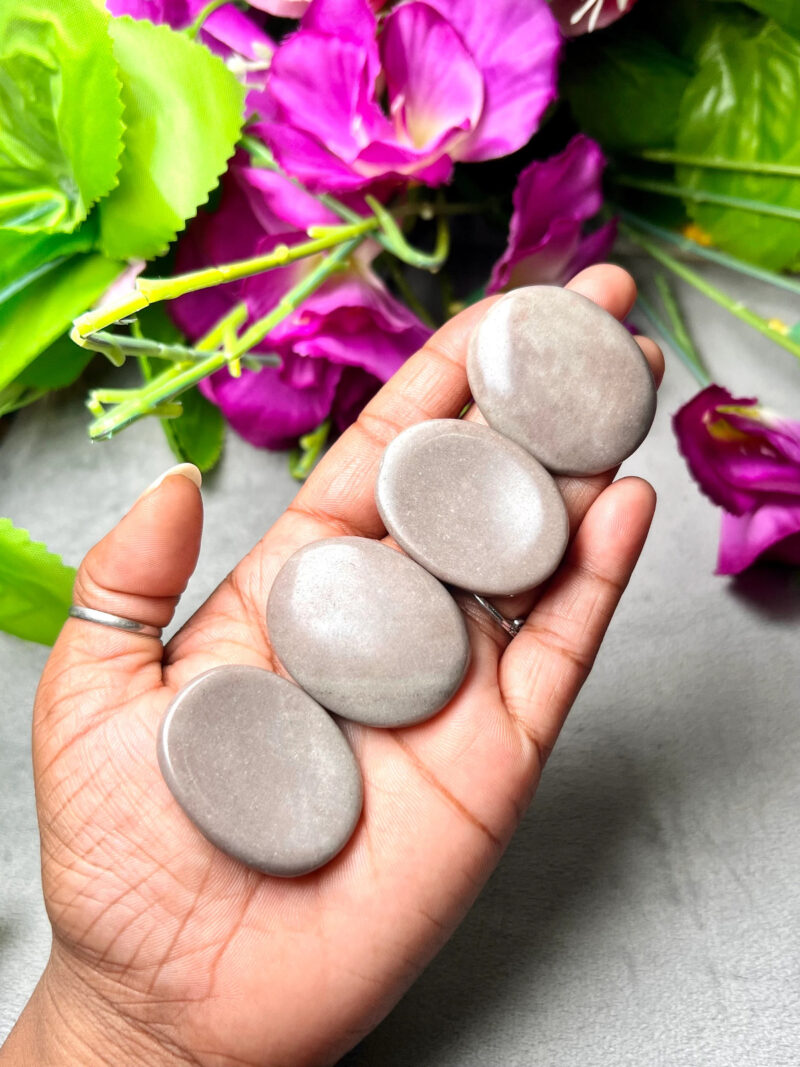 Gray  Stone Oval Shape Worry Stone for Crystal Healing And Meditation - Pocket Palm Stone - Thumb Stone One (1) Piece - Image 3