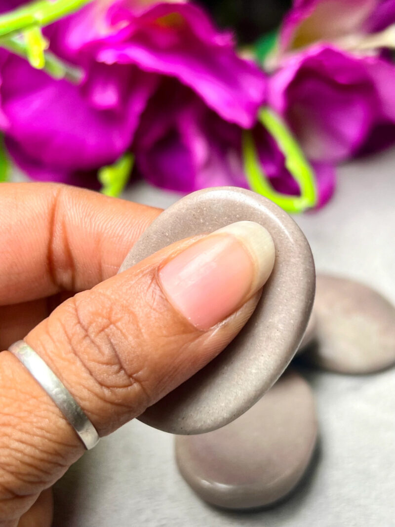 Gray  Stone Oval Shape Worry Stone for Crystal Healing And Meditation - Pocket Palm Stone - Thumb Stone One (1) Piece - Image 5