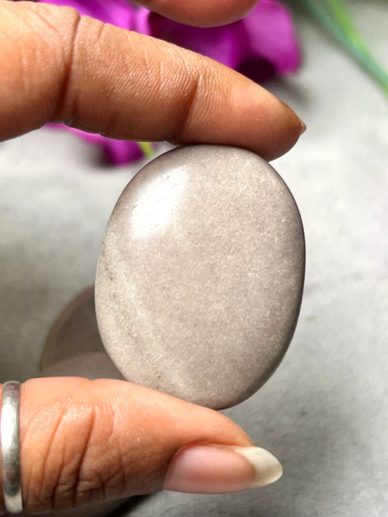 Gray  Stone Oval Shape Worry Stone for Crystal Healing And Meditation - Pocket Palm Stone - Thumb Stone One (1) Piece