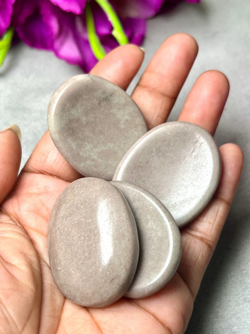 Gray  Stone Oval Shape Worry Stone for Crystal Healing And Meditation - Pocket Palm Stone - Thumb Stone One (1) Piece - Image 8