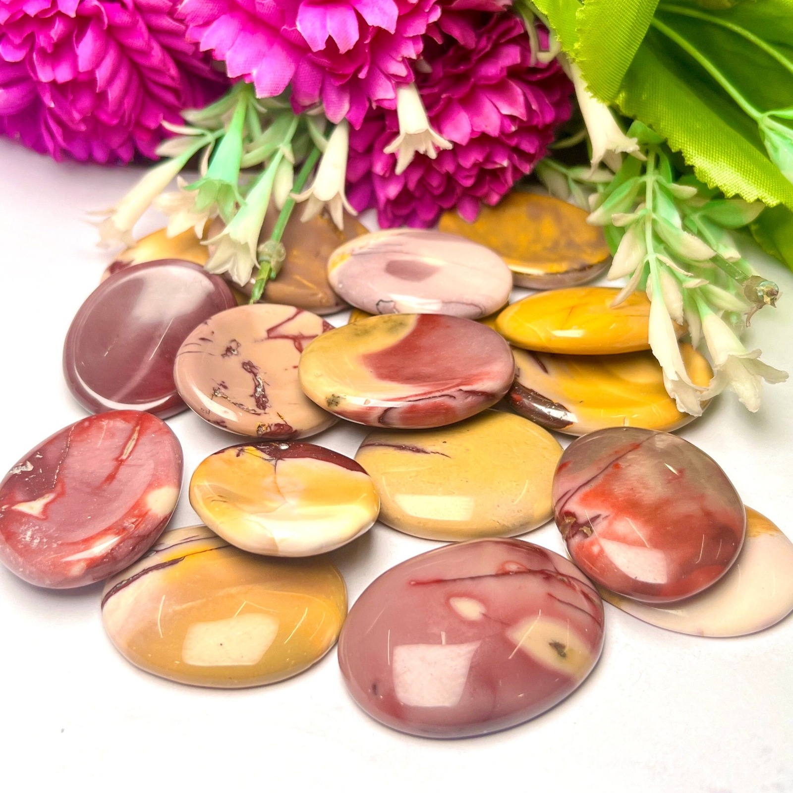 Mookite Jasper Oval Shape Worry Stone for Crystal Healing And Meditation - Pocket Palm Stone - Thumb Stone One (1) Piece