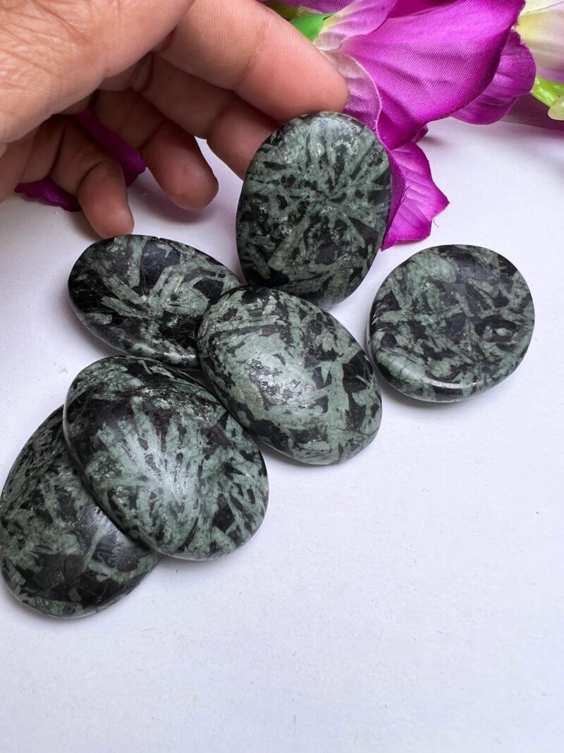 Chrysanthemum Stone Oval Shape Worry Stone for Crystal Healing And Meditation - Pocket Palm Stone - Thumb Stone One (1) Piece - Image 2