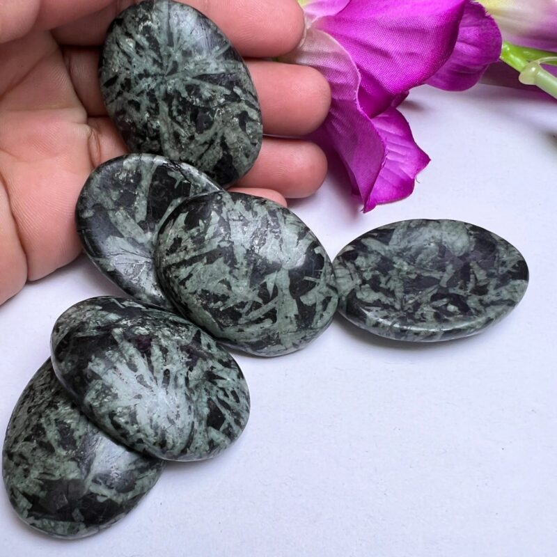 Chrysanthemum Stone Oval Shape Worry Stone for Crystal Healing And Meditation - Pocket Palm Stone - Thumb Stone One (1) Piece - Image 6