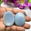 Angelite Stone Oval Shape Worry Stone for Crystal Healing And Meditation - Pocket Palm Stone - Thumb Stone One (1) Piece