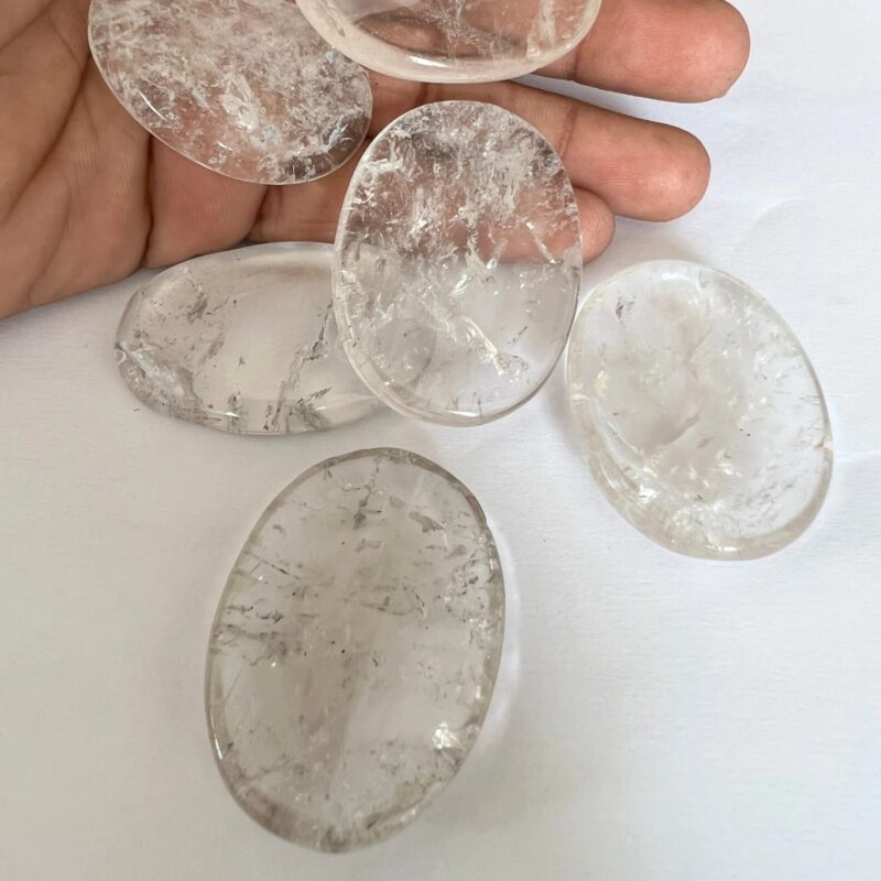 Himalaya Crystal Quartz Stone Oval Shape Worry Stone for Crystal Healing And Meditation - Pocket Palm Stone - Thumb Stone One (1) Piece - Image 2