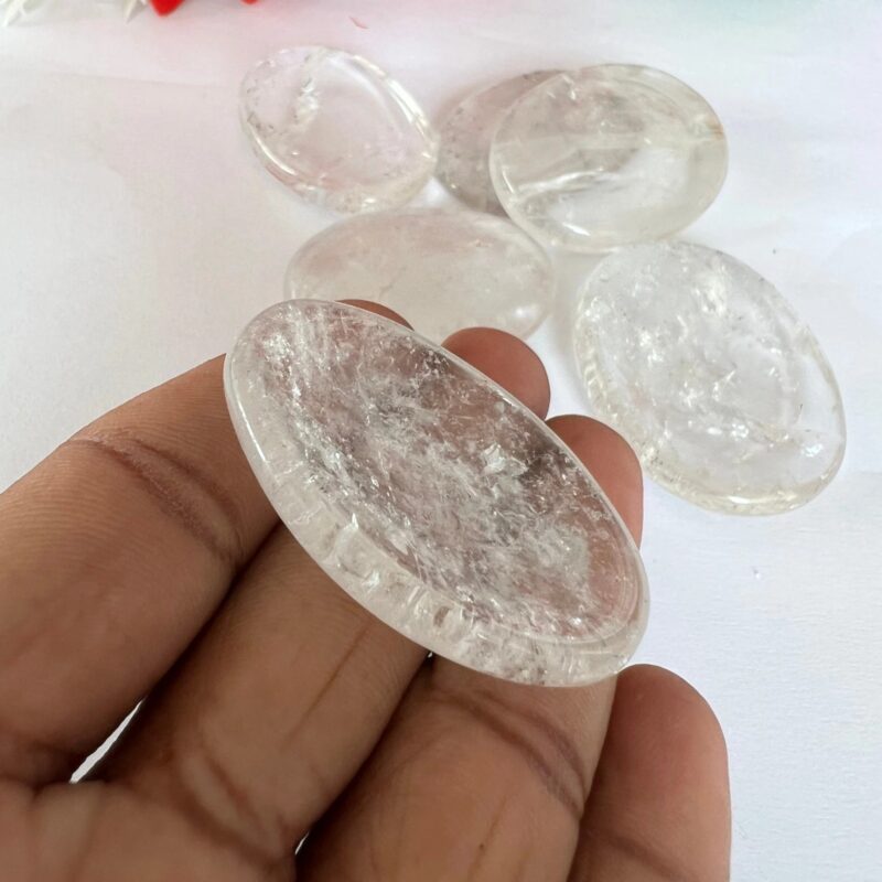 Himalaya Crystal Quartz Stone Oval Shape Worry Stone for Crystal Healing And Meditation - Pocket Palm Stone - Thumb Stone One (1) Piece - Image 3