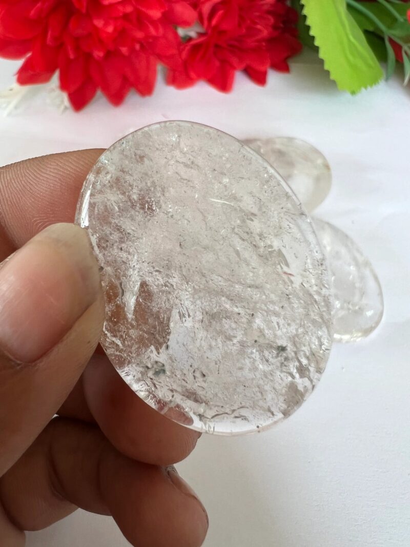 Himalaya Crystal Quartz Stone Oval Shape Worry Stone for Crystal Healing And Meditation - Pocket Palm Stone - Thumb Stone One (1) Piece
