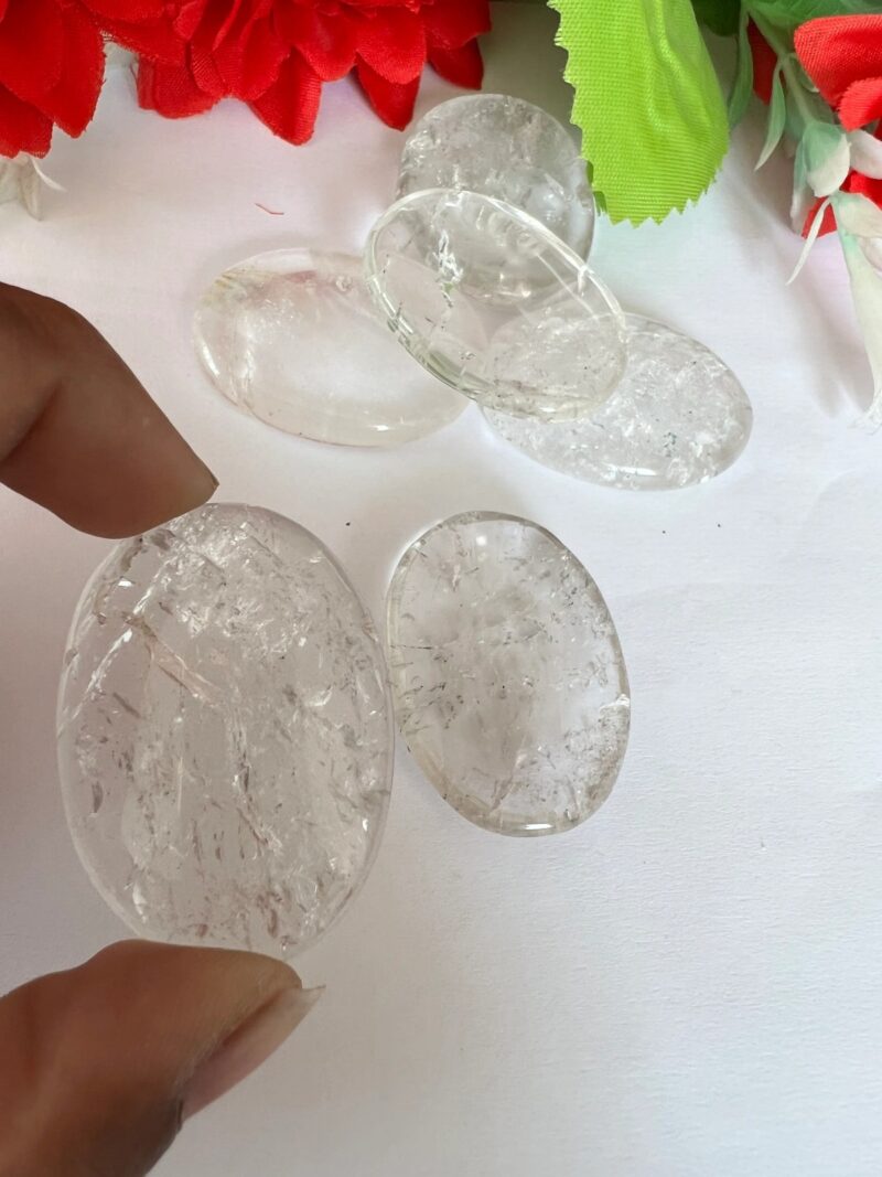 Himalaya Crystal Quartz Stone Oval Shape Worry Stone for Crystal Healing And Meditation - Pocket Palm Stone - Thumb Stone One (1) Piece - Image 7