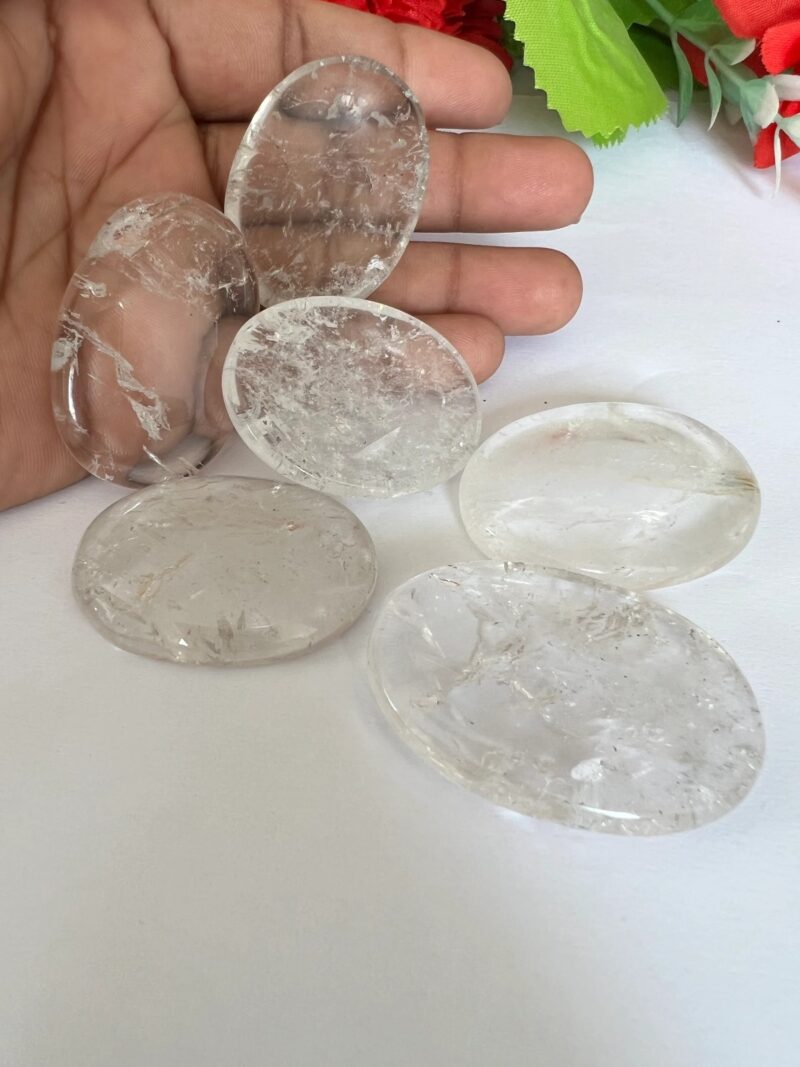 Himalaya Crystal Quartz Stone Oval Shape Worry Stone for Crystal Healing And Meditation - Pocket Palm Stone - Thumb Stone One (1) Piece - Image 8