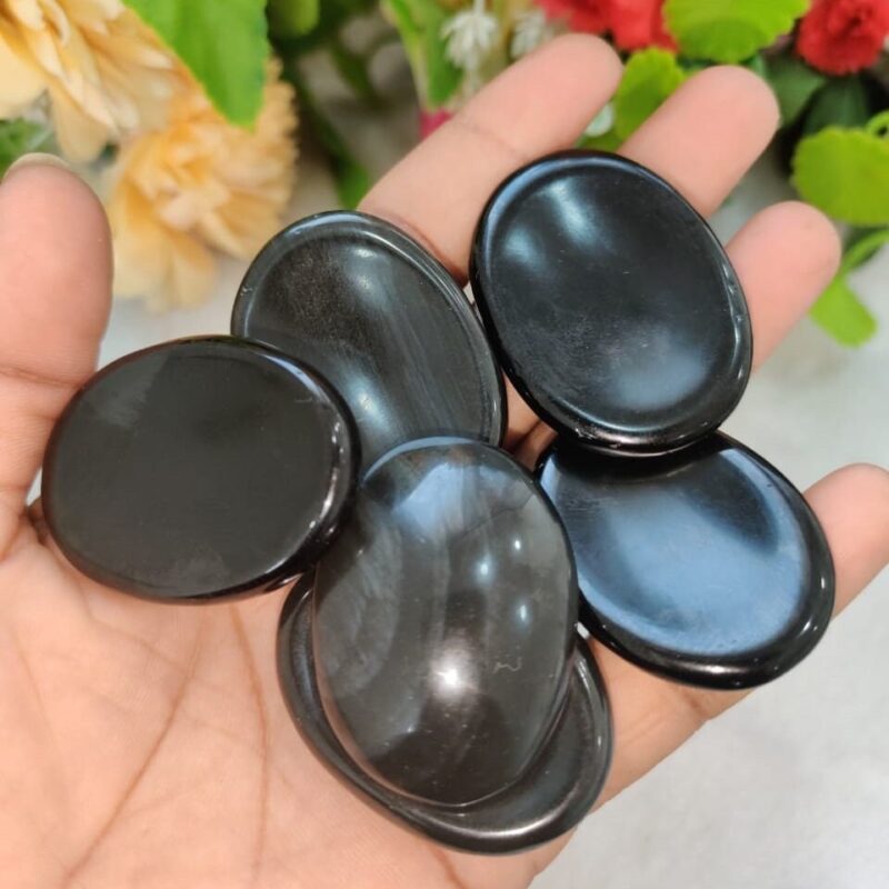 Black Obsidian Oval Shape Worry Stone for Crystal Healing And Meditation - Pocket Palm Stone - Thumb Stone One (1) Piece - Image 2