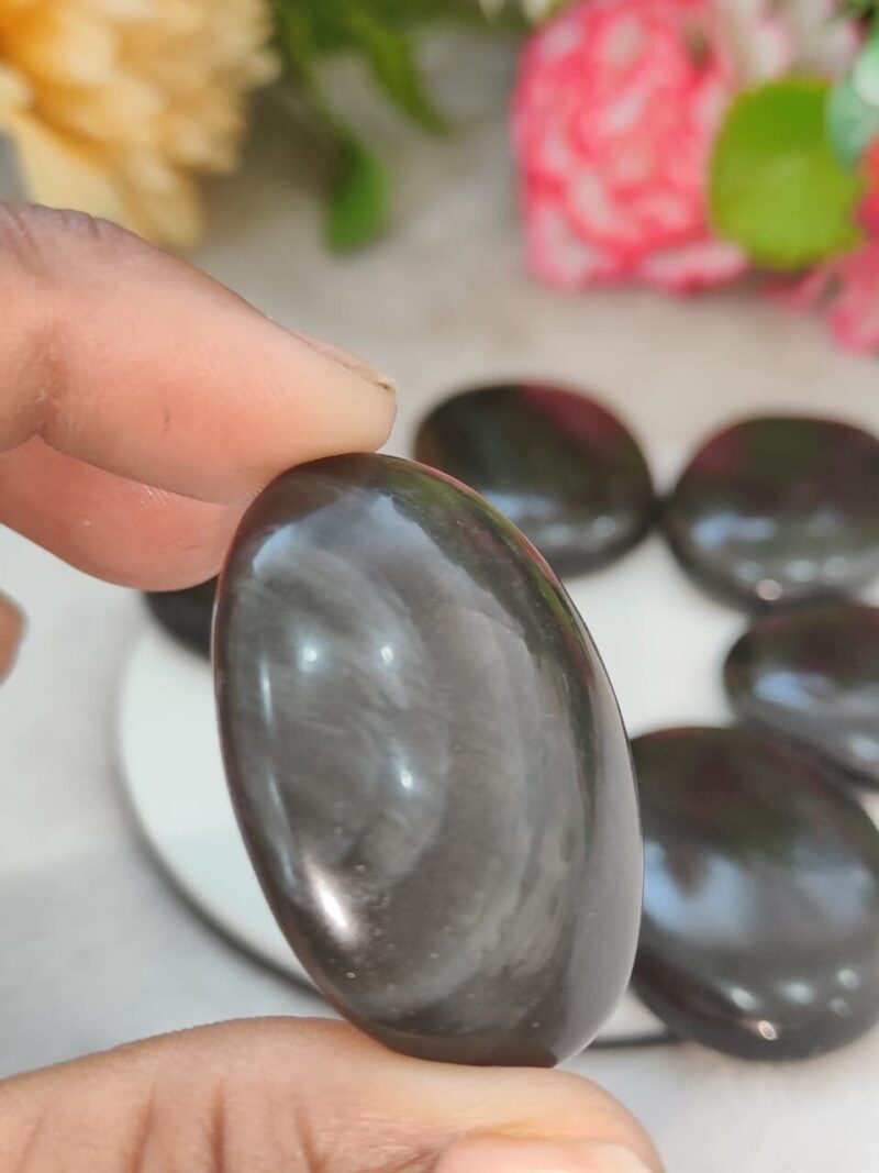 Black Obsidian Oval Shape Worry Stone for Crystal Healing And Meditation - Pocket Palm Stone - Thumb Stone One (1) Piece - Image 7