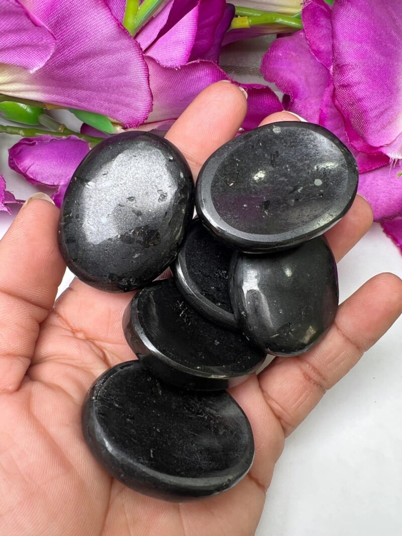 Black Tourmaline Oval Shape Worry Stone for Crystal Healing And Meditation - Pocket Palm Stone - Thumb Stone One (1) Piece - Image 4