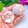 Flower Agate Sakura Agate Stone Heart Shape Worry Stone-Palm Stone, for Crystal Healing And Meditation-Pocket Palm Stone Thumb Stone(1)Piece