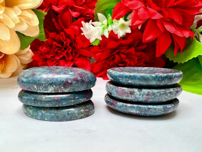 Blue Kyanite with Ruby Matrix Oval Shape Worry Stone for Crystal Healing And Meditation - Pocket Palm Stone - Thumb Stone One (1) Piece - Image 7