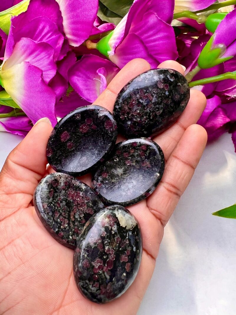 Ruby Spinel In Matrix Stone Oval Shape Worry Stone for Crystal Healing And Meditation - Pocket Palm Stone - Thumb Stone One (1) Piece - Image 2