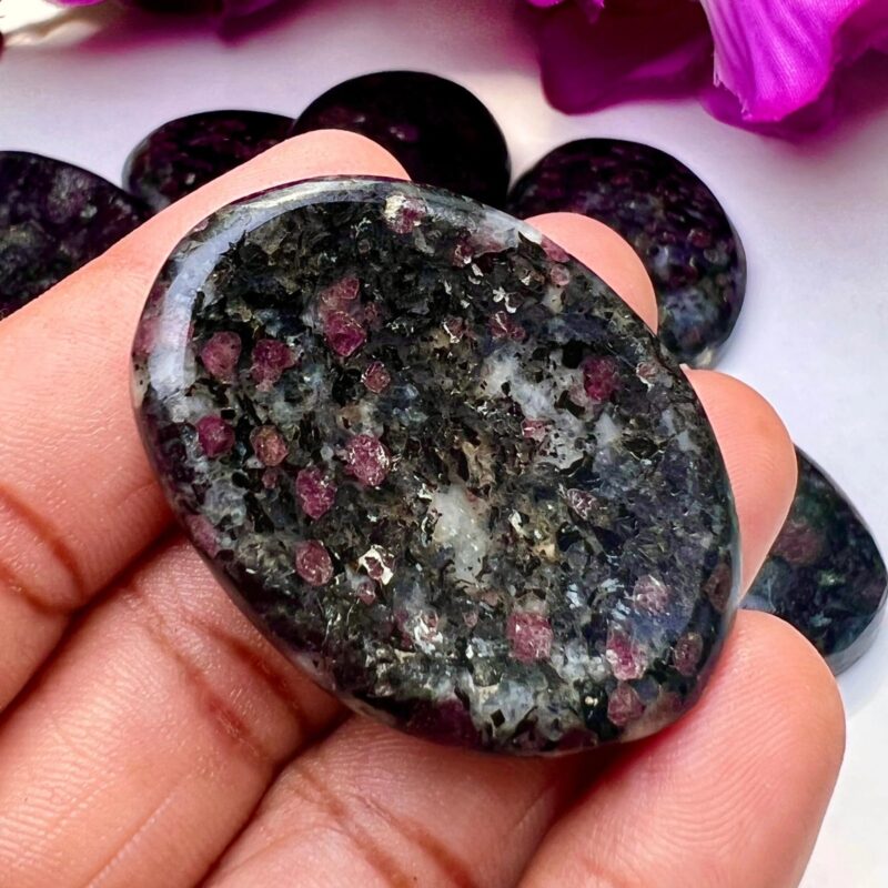 Ruby Spinel In Matrix Stone Oval Shape Worry Stone for Crystal Healing And Meditation - Pocket Palm Stone - Thumb Stone One (1) Piece