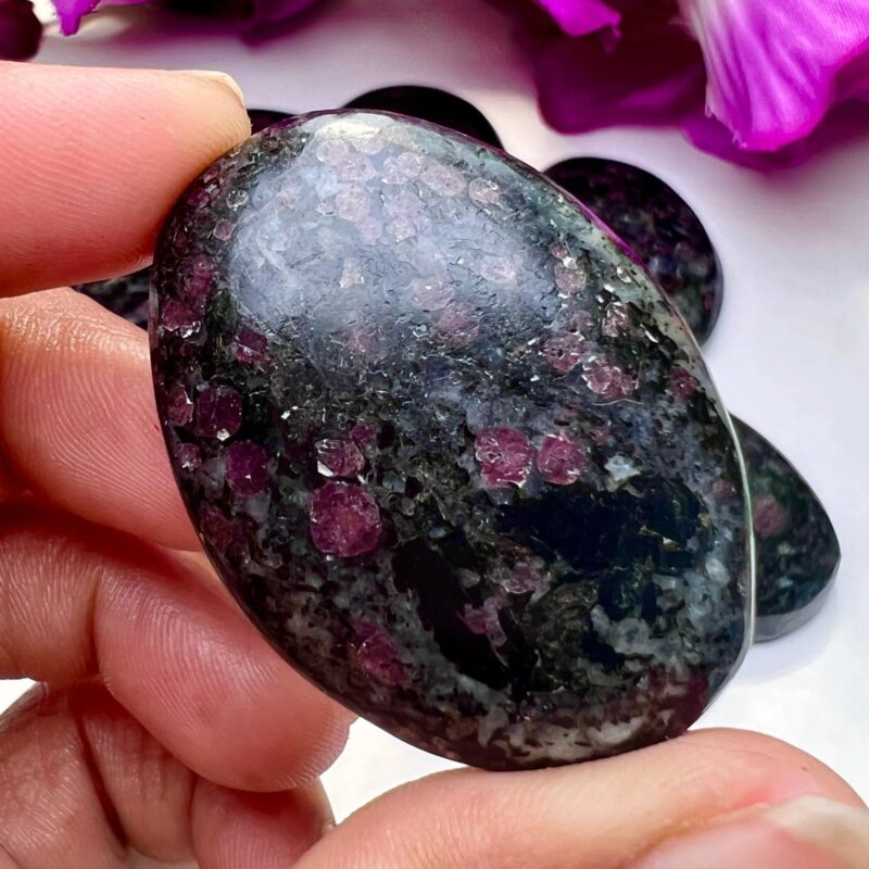 Ruby Spinel In Matrix Stone Oval Shape Worry Stone for Crystal Healing And Meditation - Pocket Palm Stone - Thumb Stone One (1) Piece - Image 6