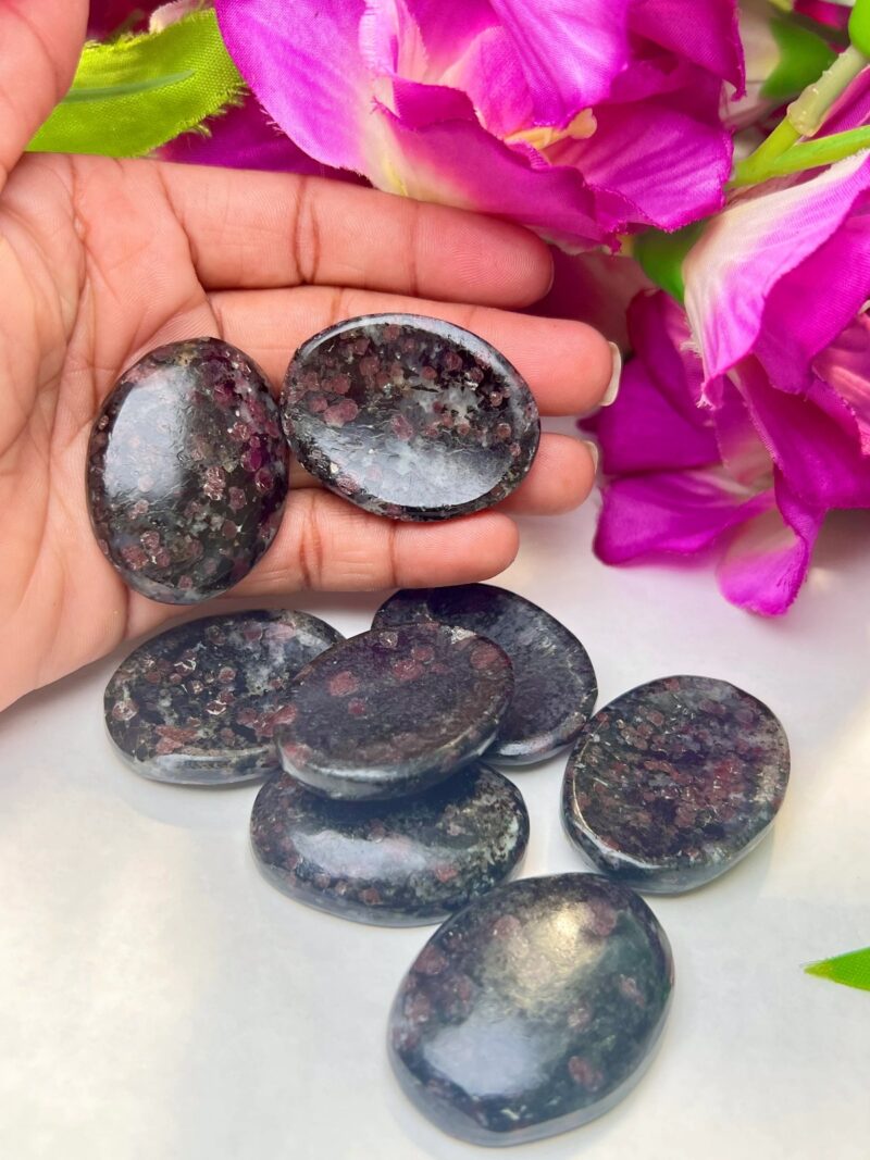 Ruby Spinel In Matrix Stone Oval Shape Worry Stone for Crystal Healing And Meditation - Pocket Palm Stone - Thumb Stone One (1) Piece - Image 7